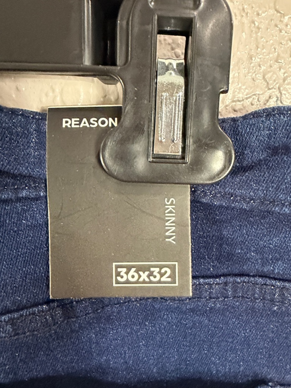 Reason Embroidered Side-Panel Skinny Jeans - Navy & Gold,Size 36x32 - Picture 11 of 17